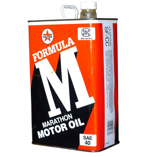 VINTAGE CALTEX 5L OIL CAN - FORMULA M - VERY GOOD CONDITION