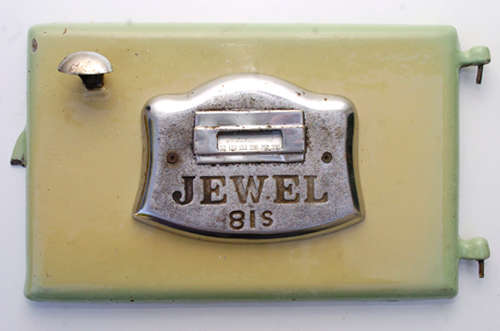 CAST IRON STOVE DOOR - DEFY JEWEL 81s WITH A COMPLETE THERMOMETER