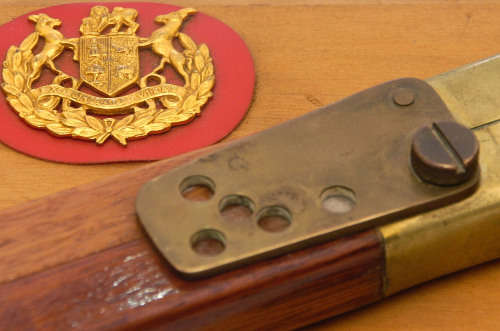 RARE - REGIMENTAL SERGEANT MAJOR PACE STICK WITH BADGE AND DISPLAY RACK