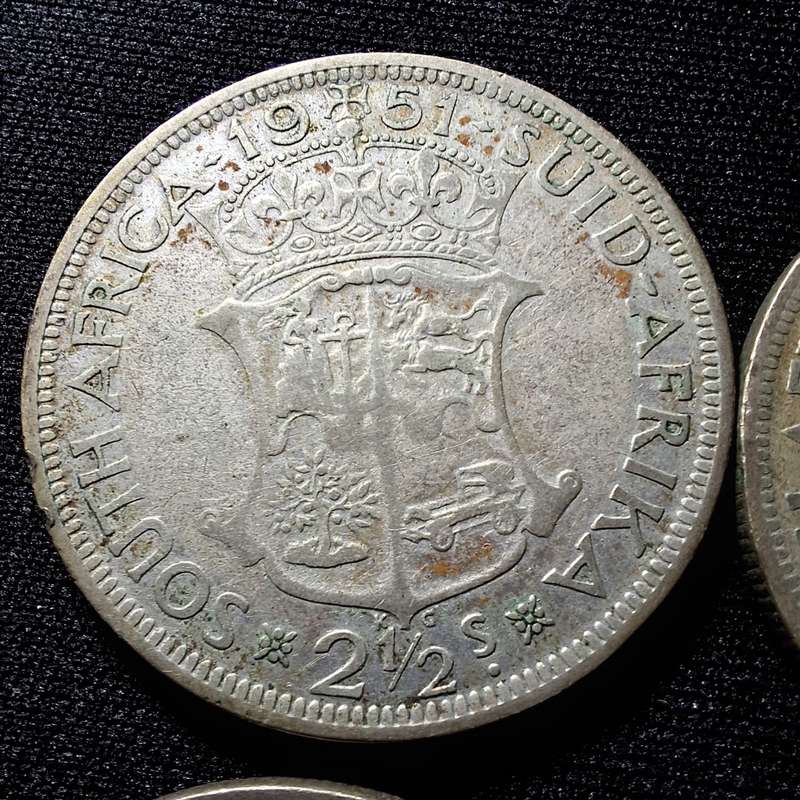 1951 - 1958 South Africa 2 1/2 Shilling Coins