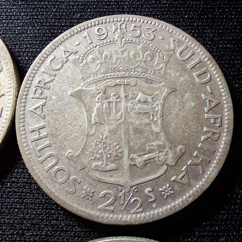 1951 - 1958 South Africa 2 1/2 Shilling Coins