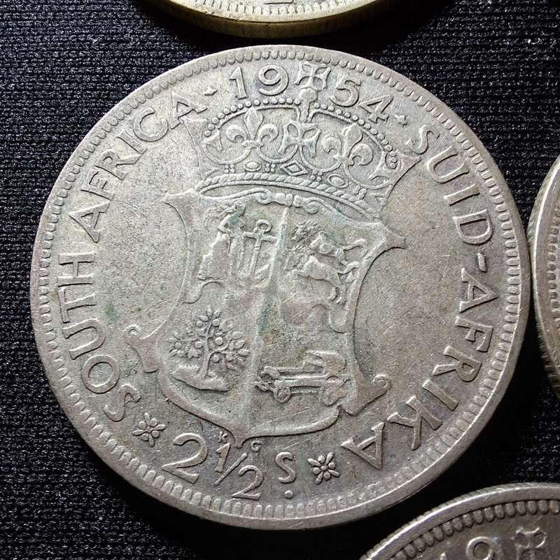 1951 - 1958 South Africa 2 1/2 Shilling Coins