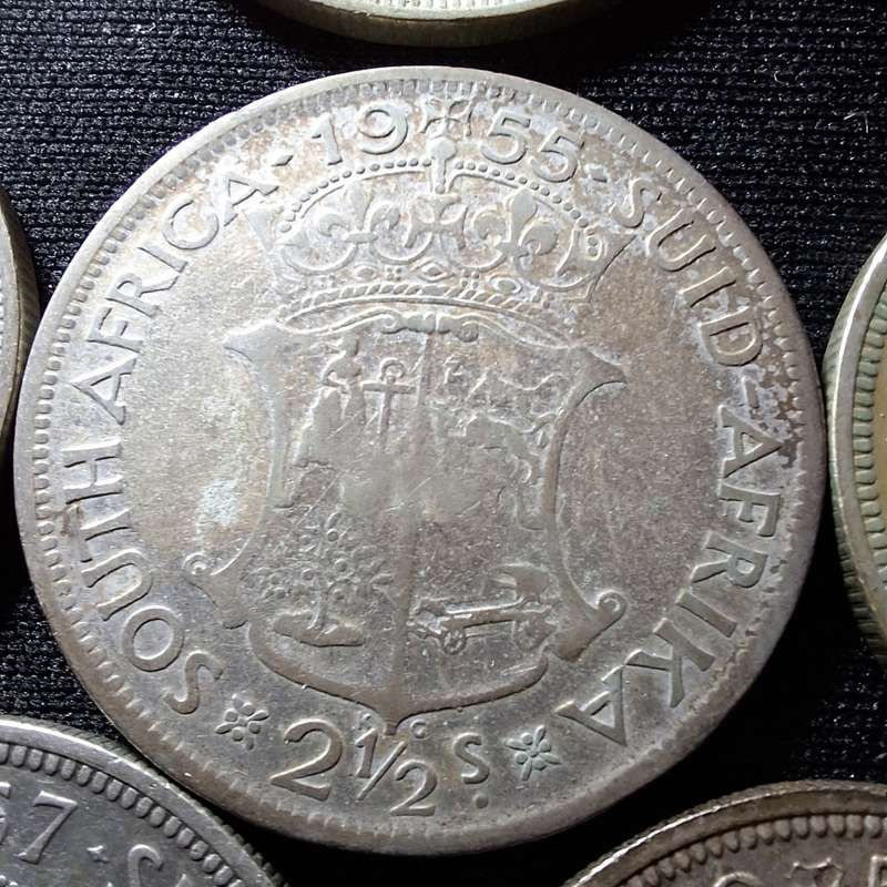 1951 - 1958 South Africa 2 1/2 Shilling Coins