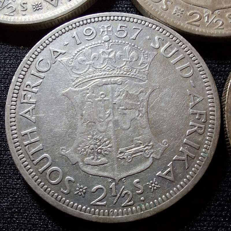 1951 - 1958 South Africa 2 1/2 Shilling Coins