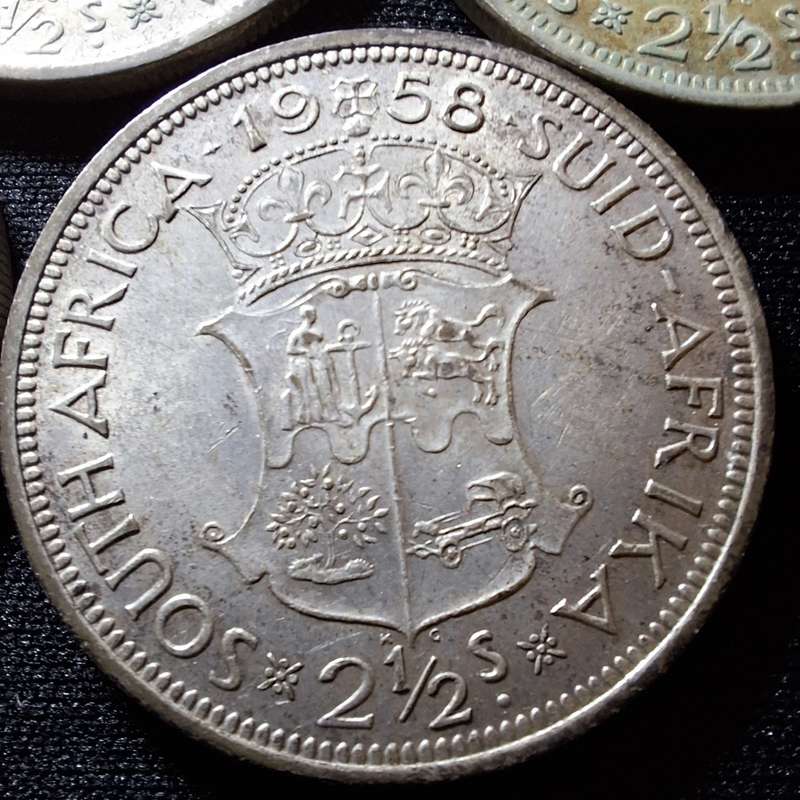 1951 - 1958 South Africa 2 1/2 Shilling Coins
