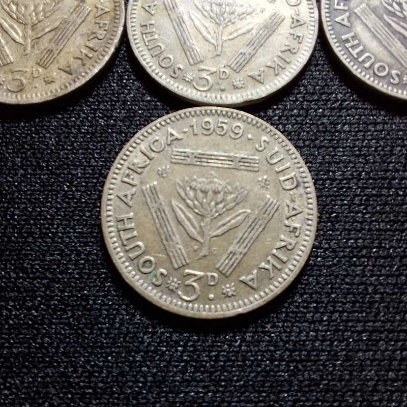 1950 - 1959 South Africa 3 Pence Coins (Tickey)