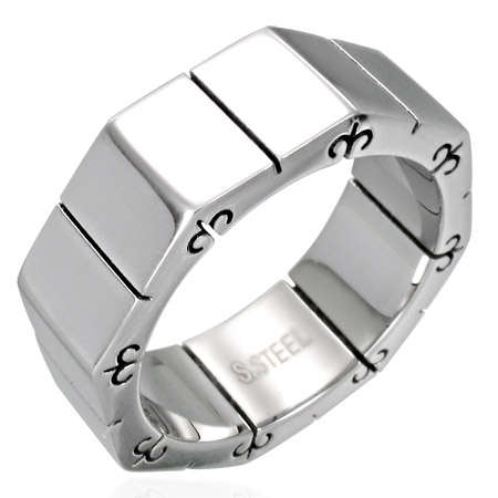 Stainless Steel Geometric Octagon Ring by Dazzling Jewellers