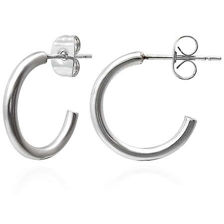 16mm Stainless Steel Half-Hoop Stud Earrings by Dazzling Jewellers