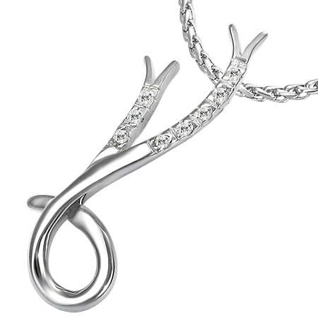 Sterling Silver Spiral Flower Vine Invisible Bail Pendant w/ CZ - by dazzling jewellers