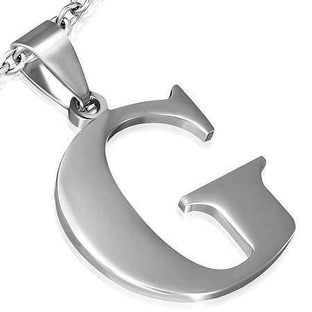 Stainless Steel Alphabet G Pendant - by Dazzling Jewellers