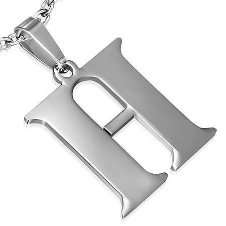 Stainless Steel Alphabet H Pendant - by Dazzling Jewellers