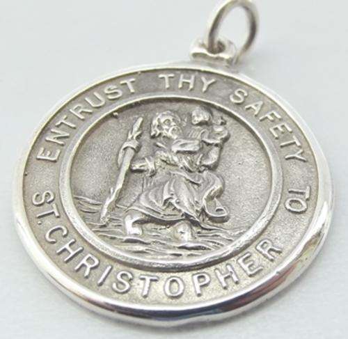 Large St Christopher Pendant, Patron Saint of save travels in Sterling Silver by Dazzling Jewellers