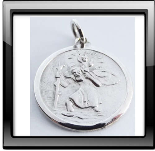 St Christopher. Patron Saint of Safe Travels. Sterling Silver