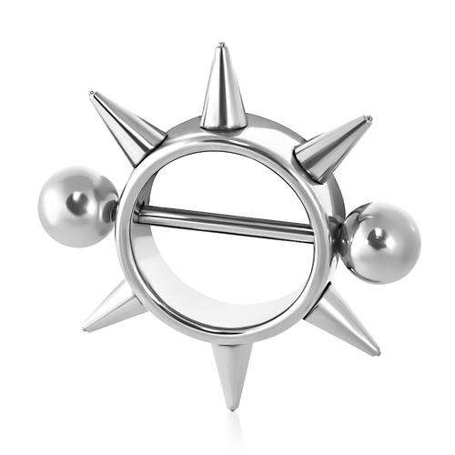 Stainless Steel Cone Spikes Nipple Shield Ring - JNB203