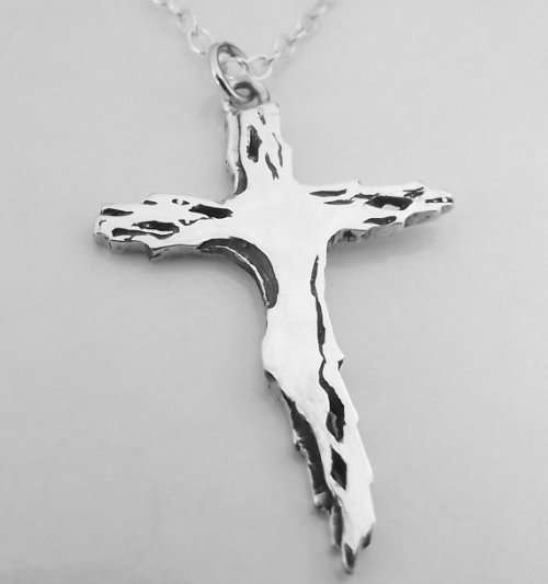 Oxidized sterling silver "Drift-wood" cross