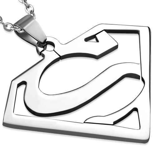 Superman-Style Stainless Steel Cut-out S Triangle Pendant - TPB037