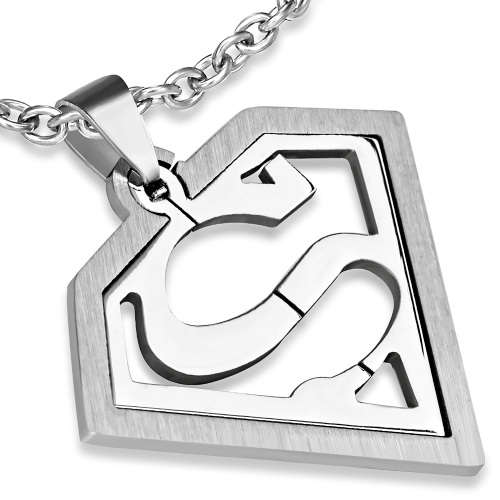 Superman-style Stainless Steel 2-Part Cut-out S Triangle Pendant - TPB108