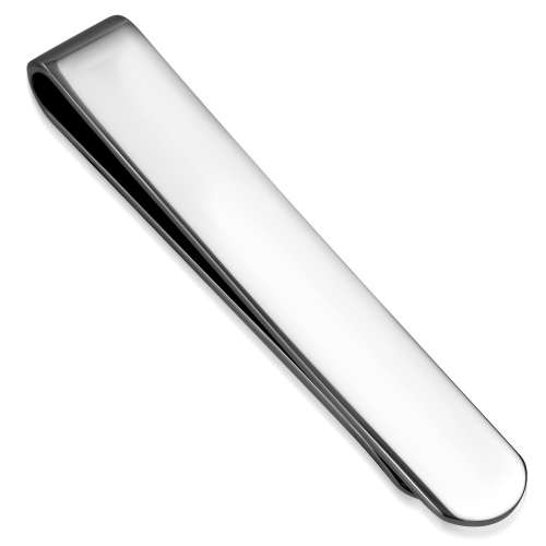Stainless Steel Plain Style Engravable Bar Mens Tie Clip - CCR123