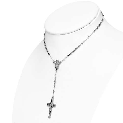 Stainless Steel Crucifix Chastity Cross Blessed Rosary Beads Christian Religious Necklace - CLA199