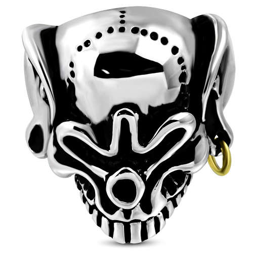 Stainless Steel 3-tone Fractured Ghost Skull Biker Ring - RMT333  Size USA 11 / SA W