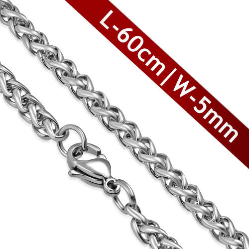L-60cm W-5mm | Stainless Steel Lobster Claw Clasp Infinity Rope Link Chain - CMO024