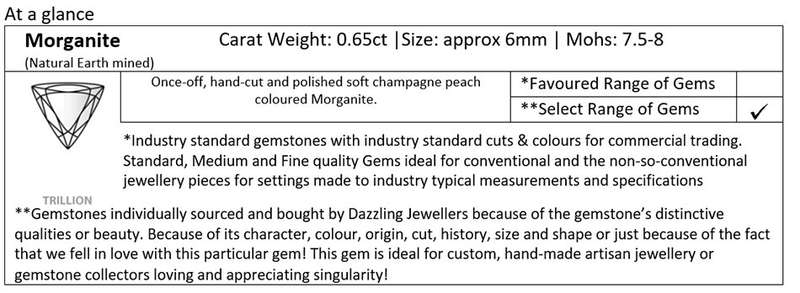 Morganite | Earth mined |  Trillion-cut | Soft Champagne Peach | 0.65ct | approx 6mm