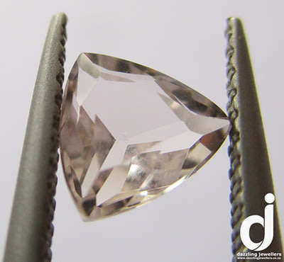 Morganite | Earth mined |  Trillion-cut | Soft Champagne Peach | 0.65ct | approx 6mm