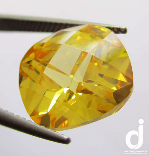 Yellow Cubic Zirconia. Cushion. 12.25ct | 12x12mm