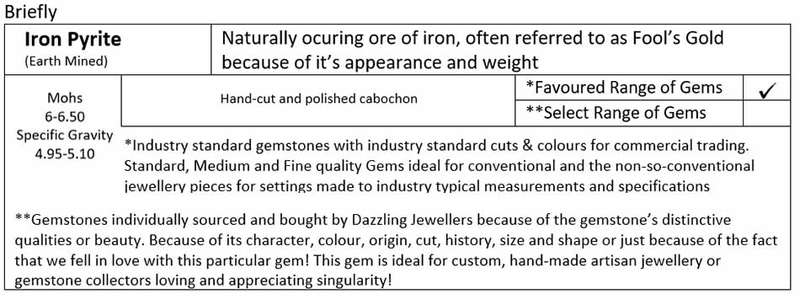 15.50ct | 17.50x14.50mm| Iron Pyrite / Fool's Gold Cabochon | Oval