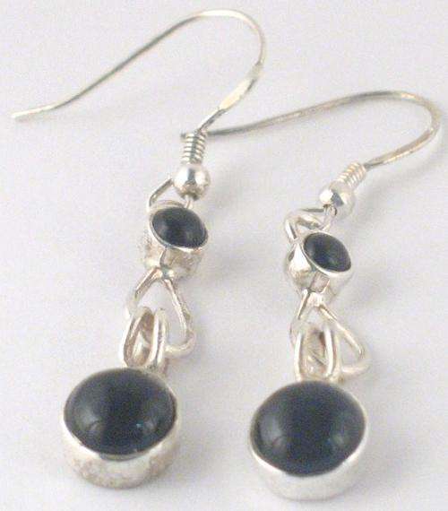 NATURAL ONYX AND STERLING SILVER EARRINGS