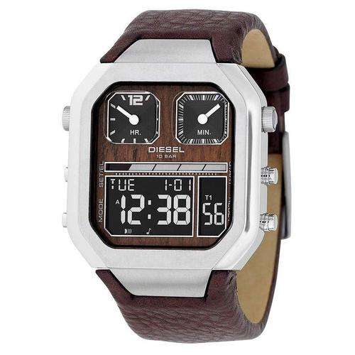 Diesel Gents Stainless Steel Brown Leather Strap Dial Watch with Leather Box _ DZ7064