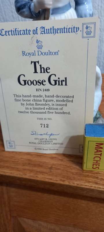 Royal Doulton Figarine The Goose Girl  see With The Certificate
