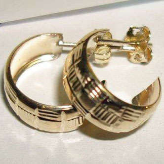 SOLID 9CT GOLD DESIGNER HOOP EARRINGS