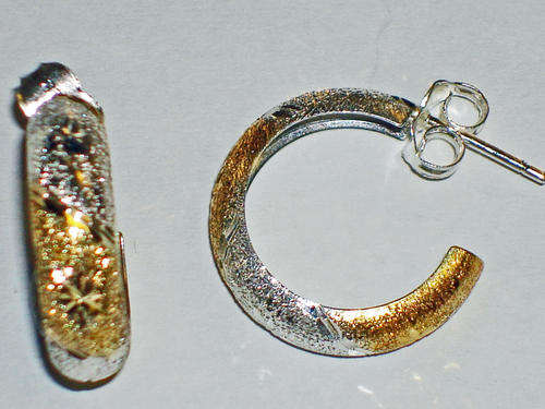 Beautiful Solid Sterling Silver Two tone Hoop Earring