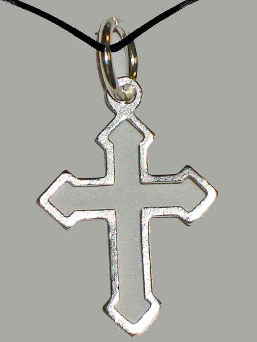 Solid Sterling SIlver Open Cross with Leather Thong Necklace