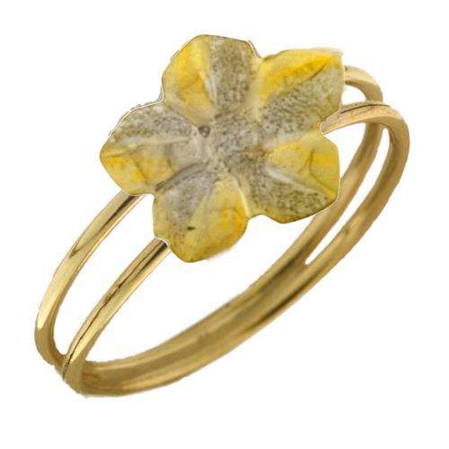 ELEGANT SOLID 9CT GOLD TWO TONE FLOWER RING