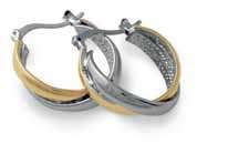 Two-tone rhodium and 24ct gold plated earrings. 20mm drop.