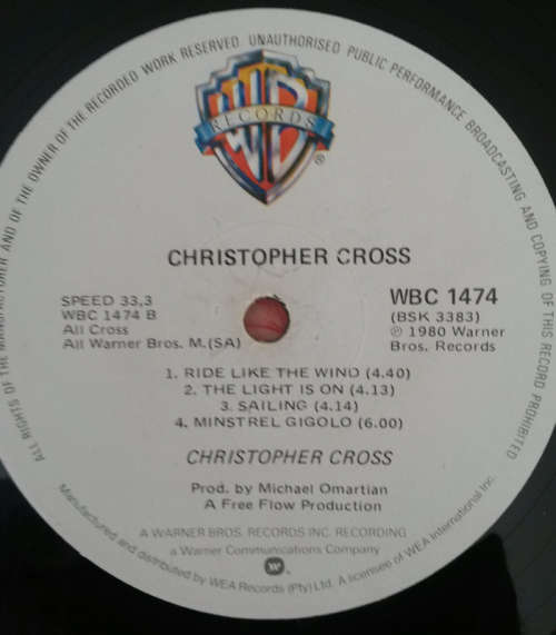 Christopher Cross - Christopher Cross 1980 Vinyl LP SA