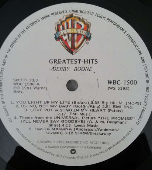 Debby Boone - Greatest Hits 1981 Vinyl LP SA