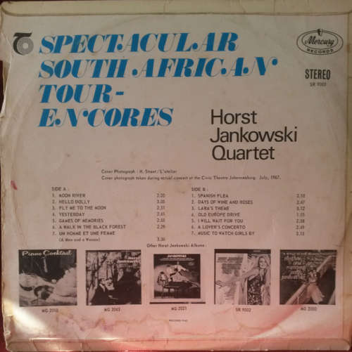 Horst Jankowski Quartet - Spectacular South African Tour - Encores 1967 Vinyl LP SA