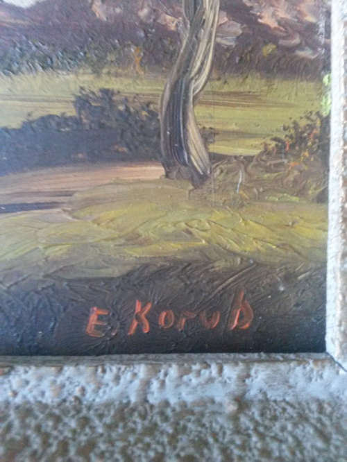 Pair of Oil on Board Framed Paintings - E. Korub