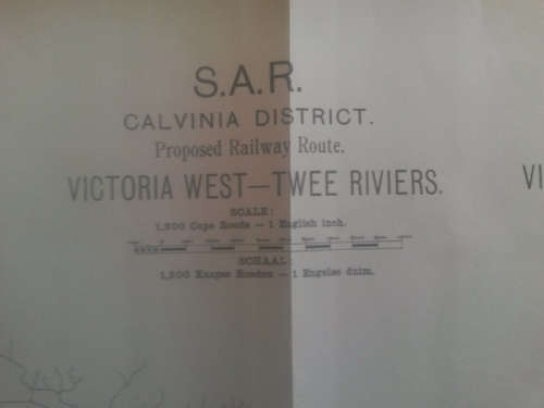 1912 SAR/ZAS Railway Map - Proposed Route Victoria West to Twee Riviers