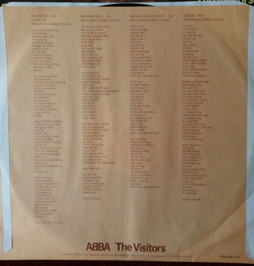 Abba - The Visitors 1981 Vinyl LP SA