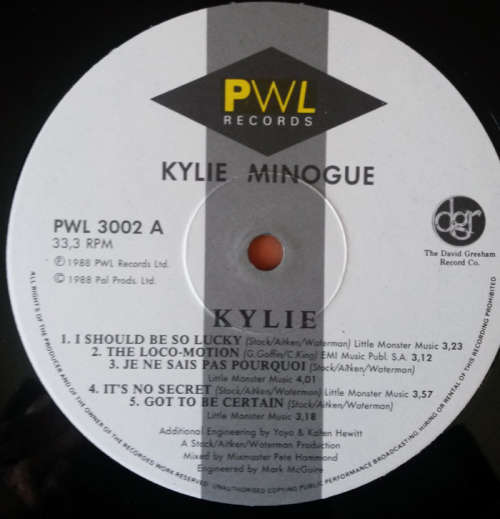 Kylie Minogue - Kylie 1988 Vinyl LP SA