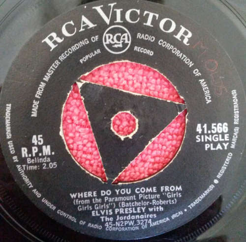 Elvis Presley With The Jordanaires - Return to Sender/Where Do You Come From 1962 Vinyl 7" Single SA
