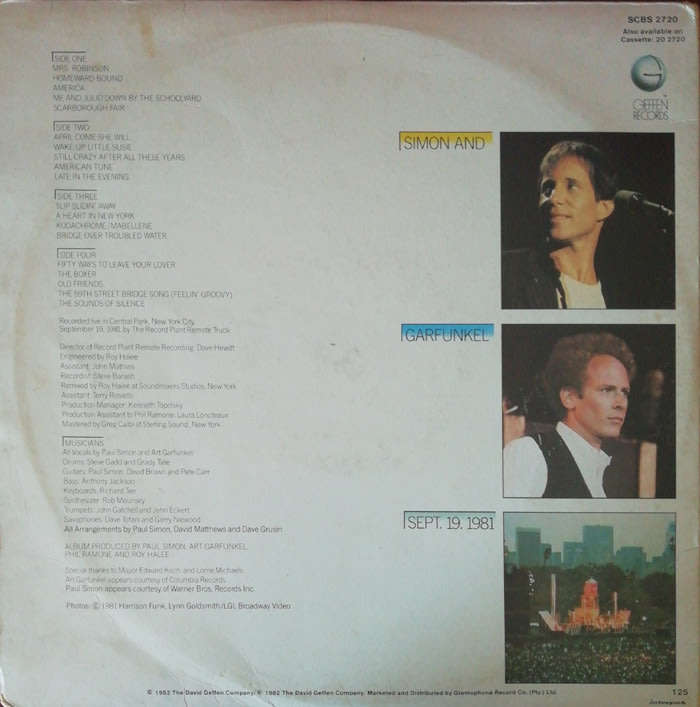 Simon and Garfunkel - The Concert In Central Park 1982 Vinyl DOUBLE LP SA