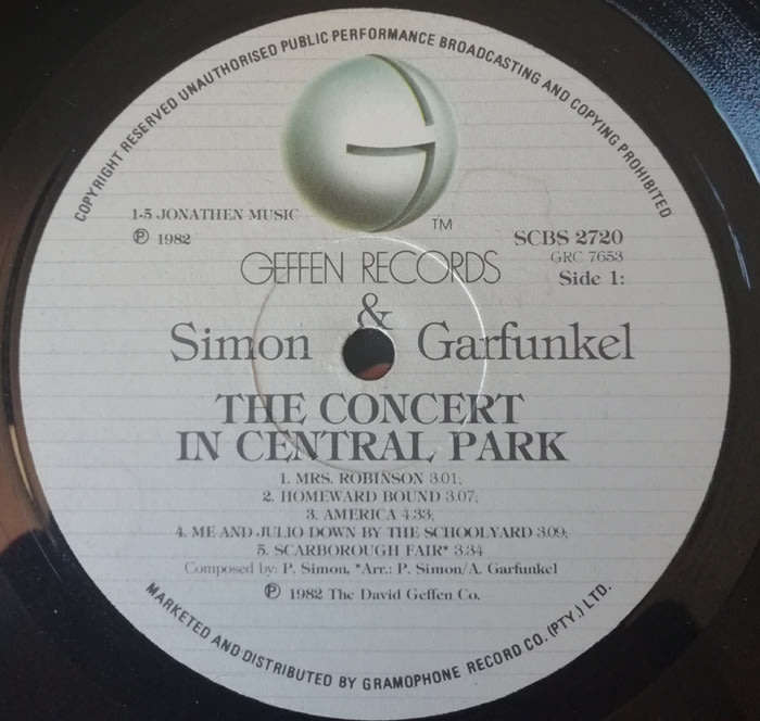Simon and Garfunkel - The Concert In Central Park 1982 Vinyl DOUBLE LP SA