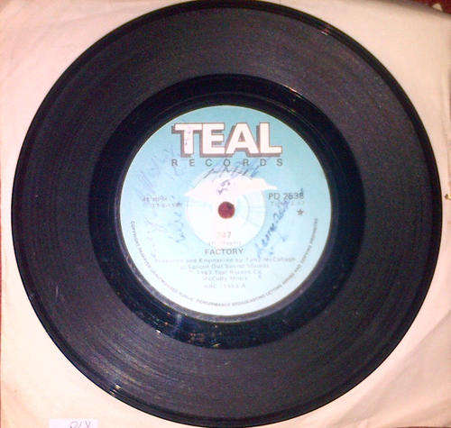 Factory - 747 / Let it Rain Autographed 1987 Vinyl 7" Single SA