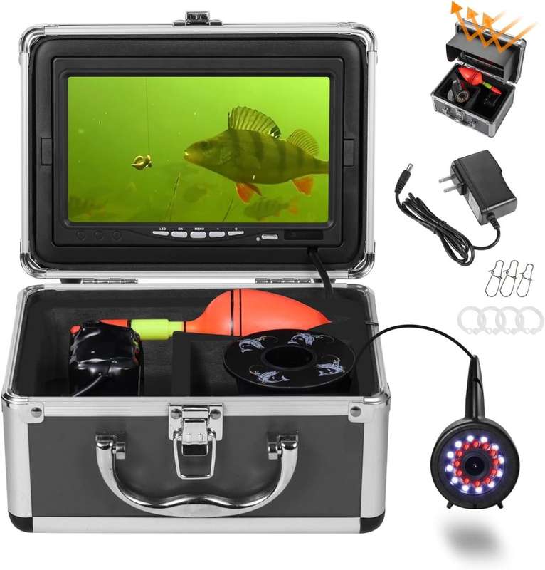 Underwater Fishing Camera, Portable Video Fish Finder wiht 7 inch HD LCD Monitor 1200TVL Camera, 12p