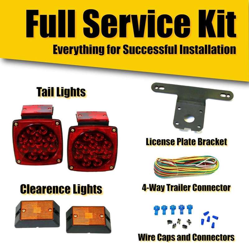 Trailer Light Kit - 12V All LED, Left and Right Waterproof Submersible for Trailers, Boat Trailer